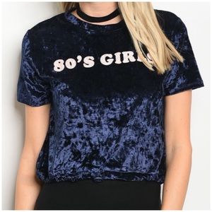 LAST3️⃣//NAVY VELVET 80’S GIRL TOP
